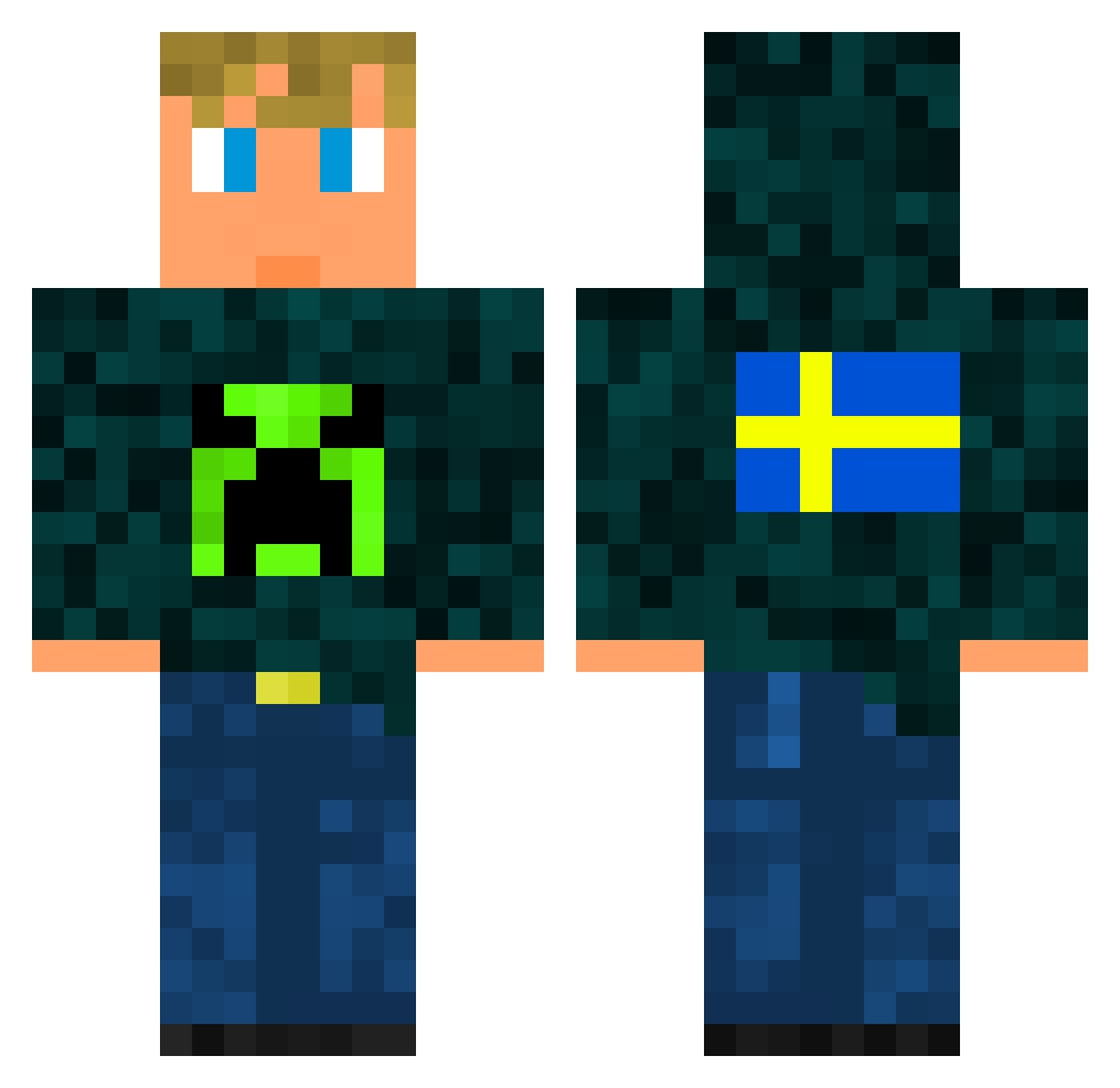 MiniKlick Minecraft skin, front and back view