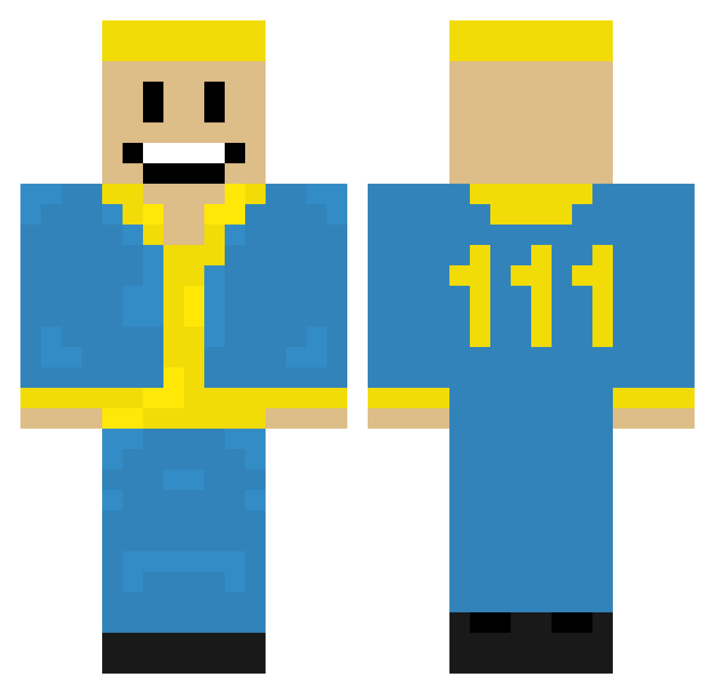 Illuminatus Minecraft skin, front and back view