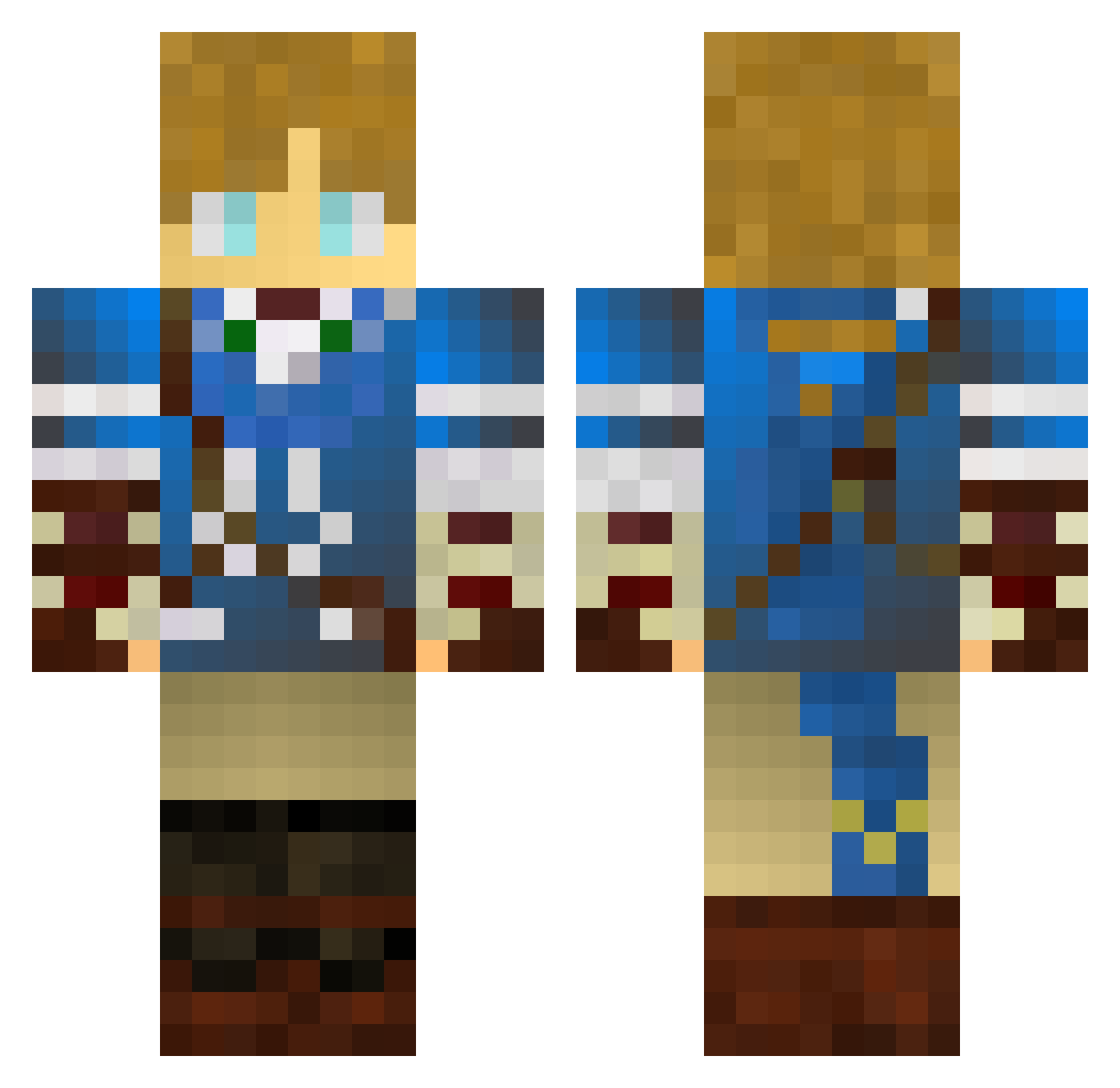 Catered Minecraft skin, front and back view