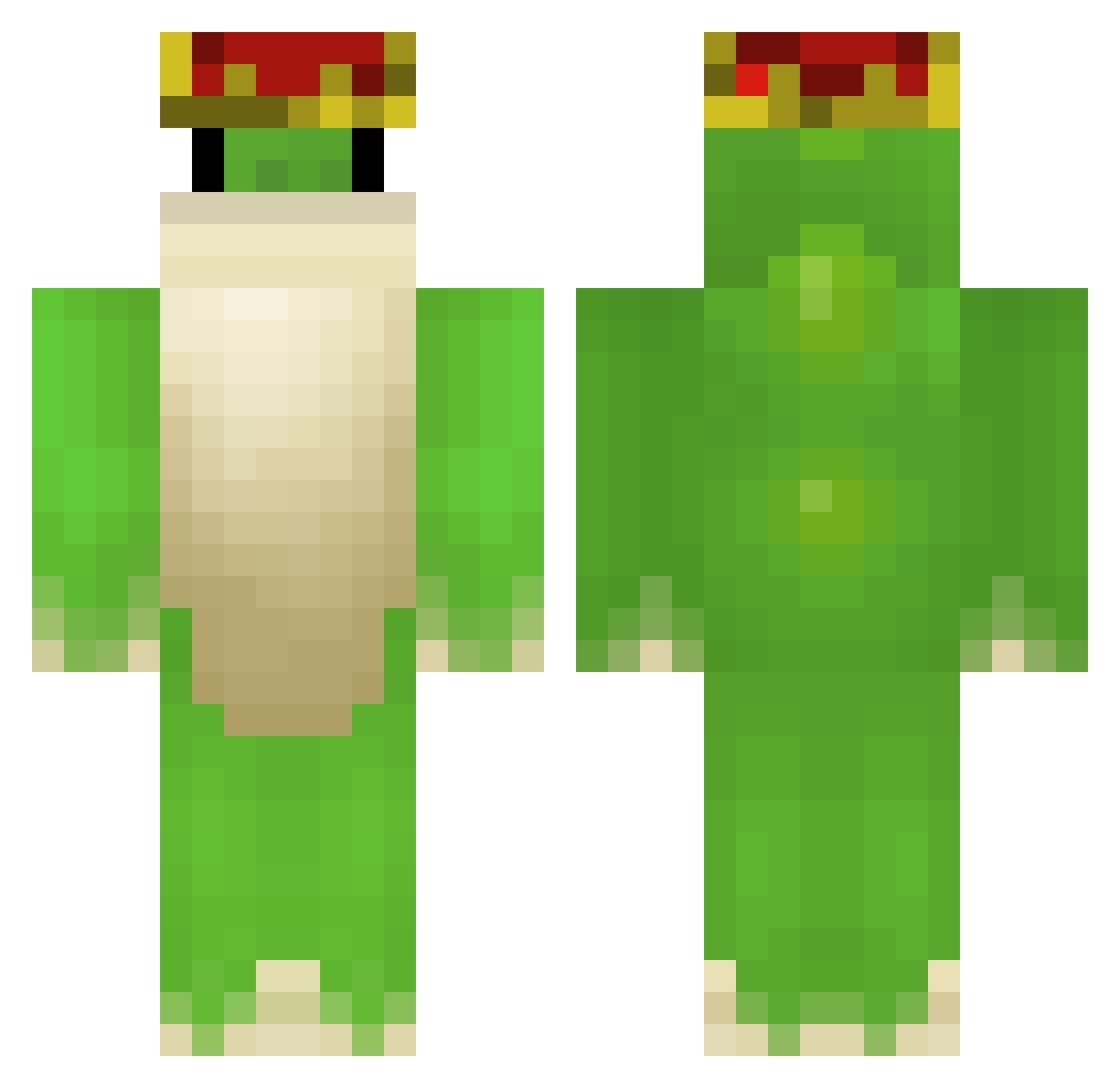 KingFrogger Minecraft skin, front and back view