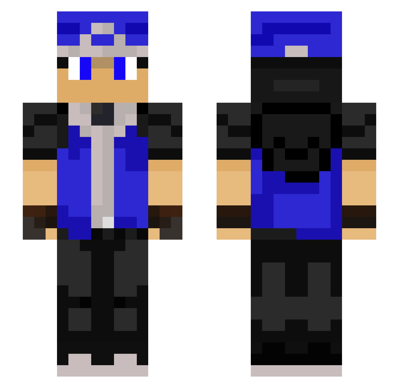 Miawkh Minecraft skin, front and back view