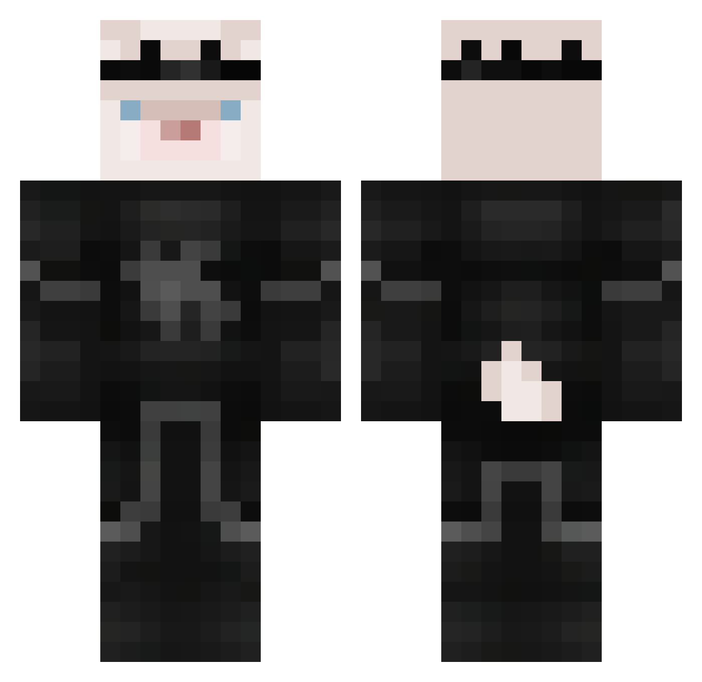 Rqindear Minecraft skin, front and back view