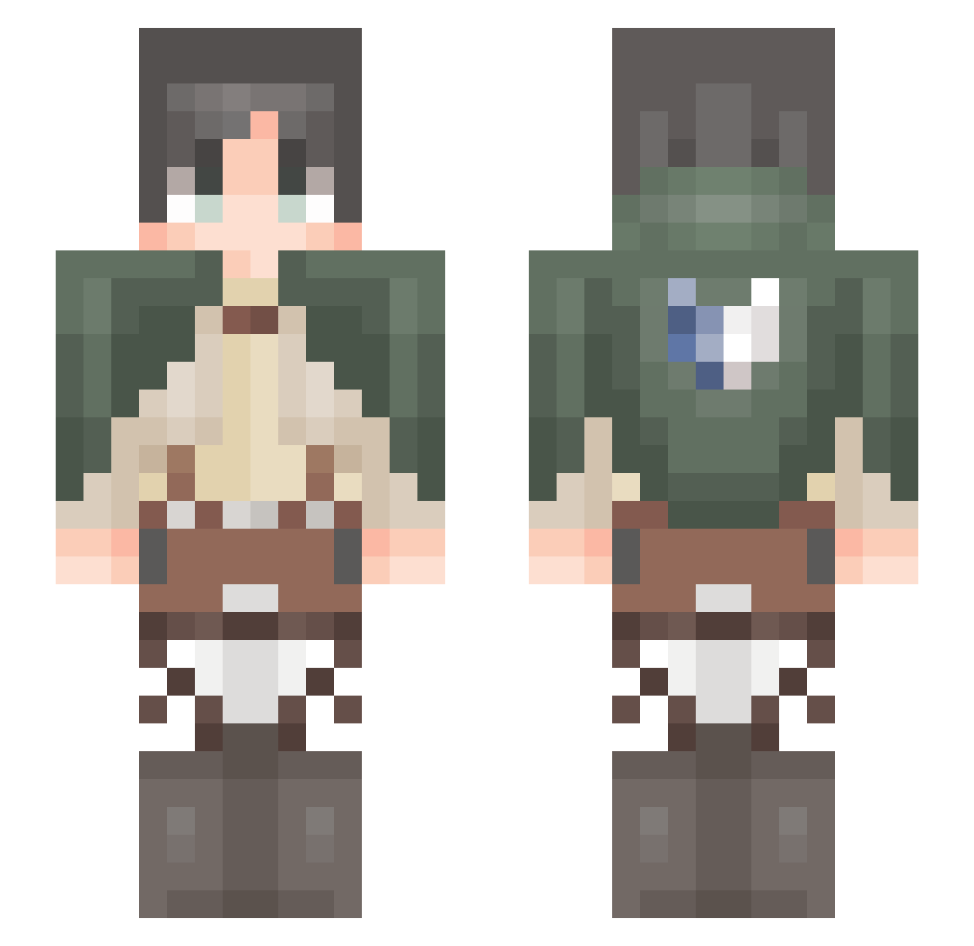 Scutee Minecraft skin, front and back view