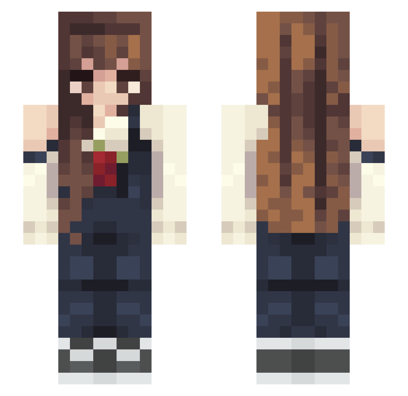 wrenae Minecraft skin, front and back view