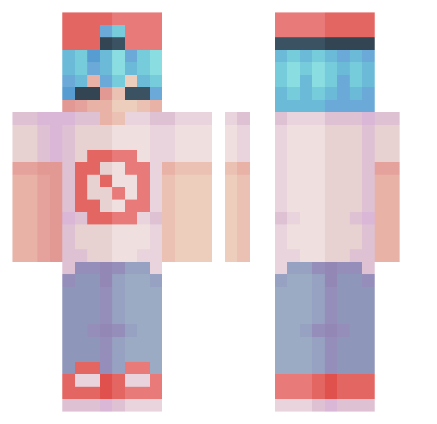 A_alovol Minecraft skin, front and back view