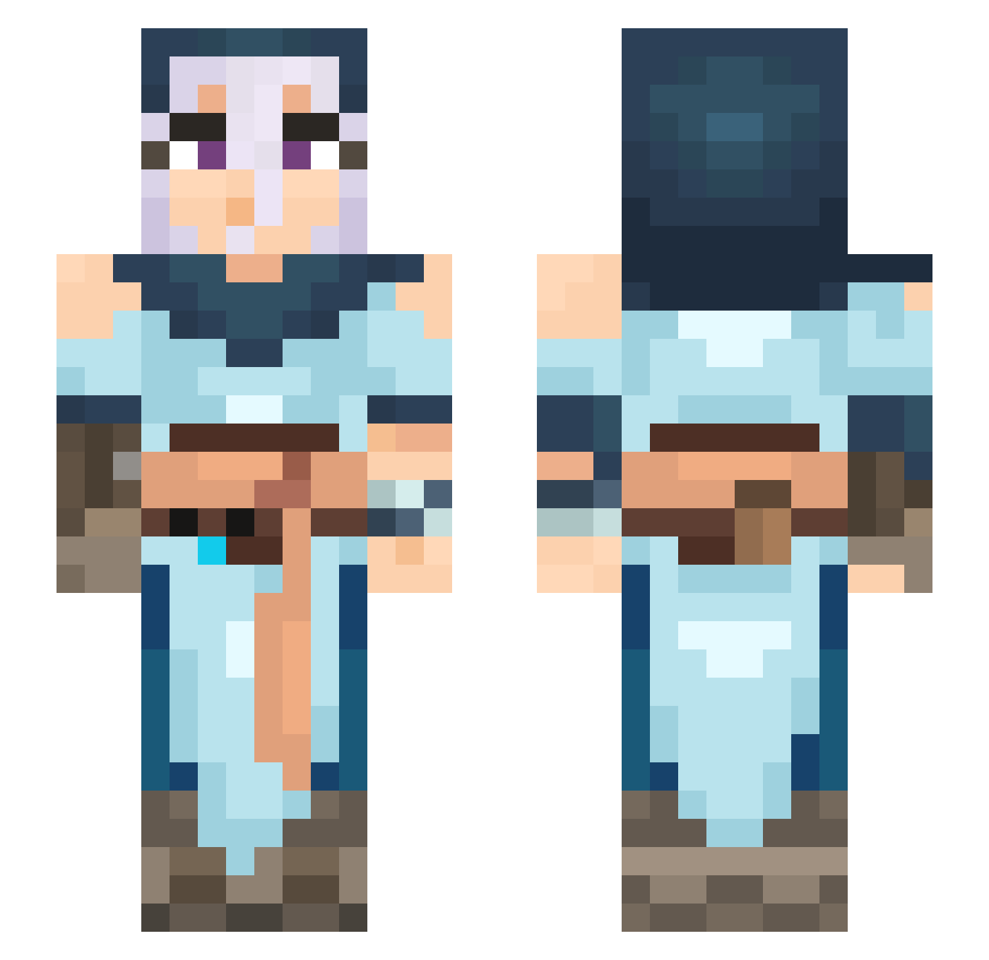 smallbrain Minecraft skin, front and back view