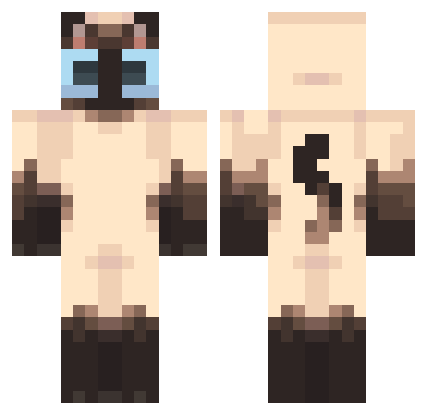 Ardescoin Minecraft skin, front and back view