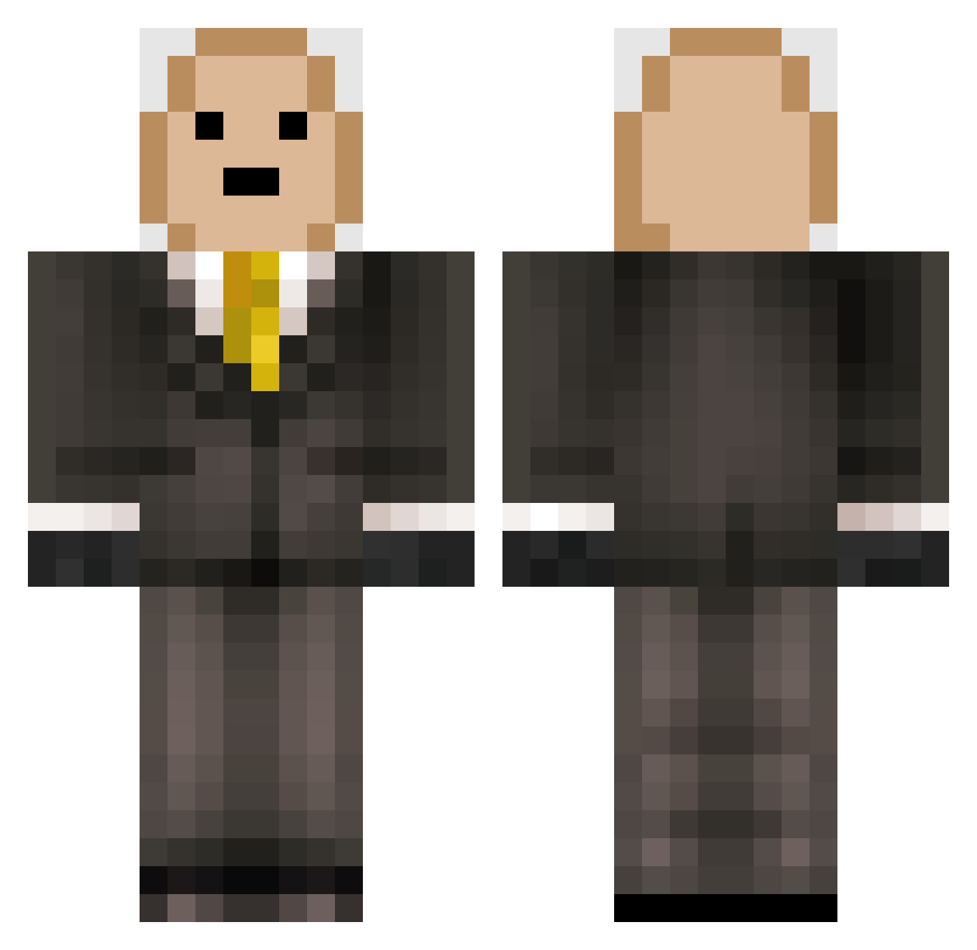 inhabiting Minecraft skin, front and back view