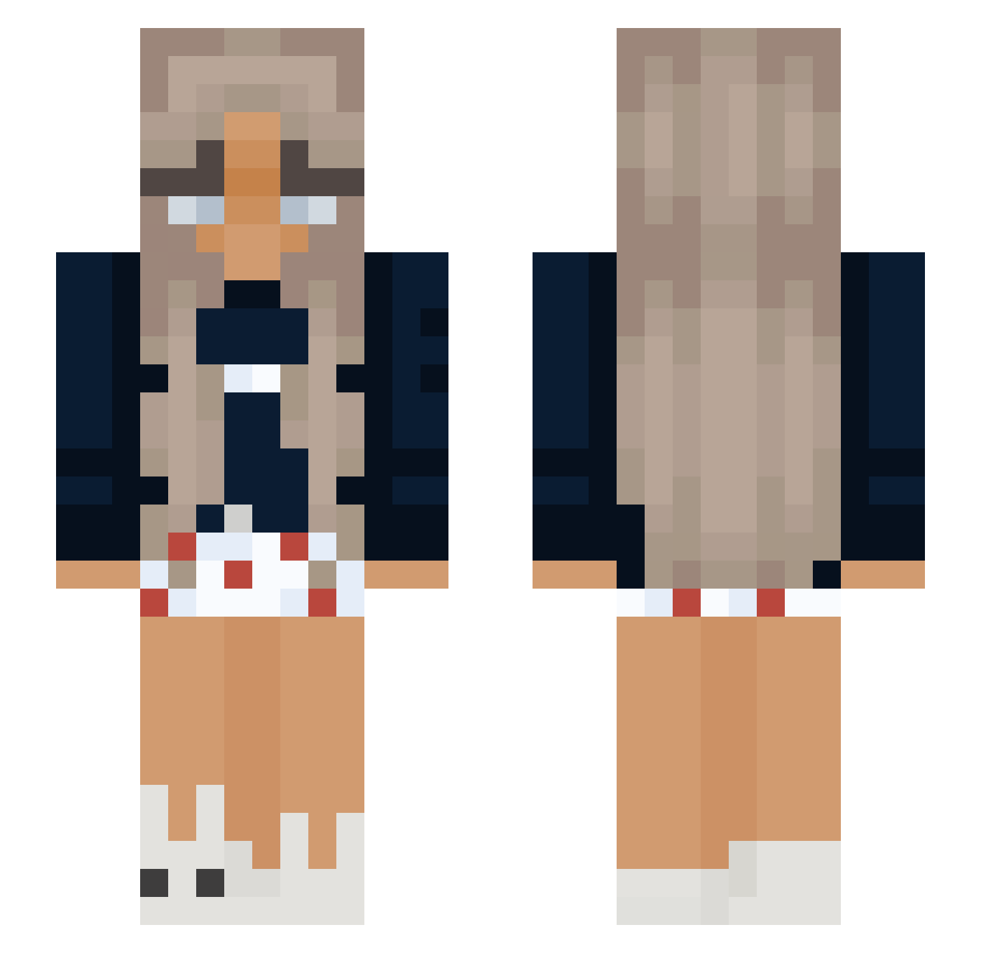 rainytokyo Minecraft skin, front and back view