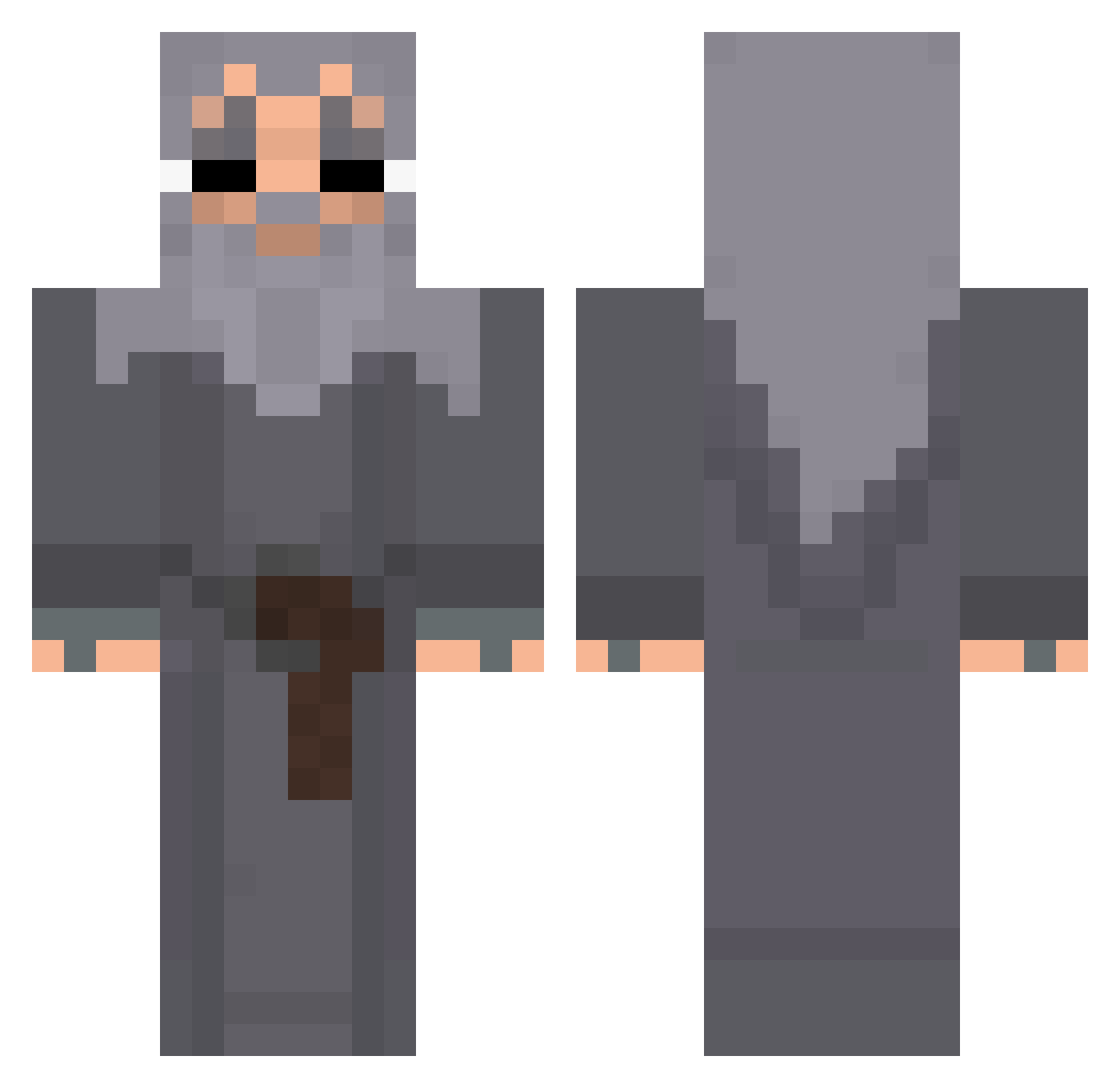 Grimclarius Minecraft skin, front and back view
