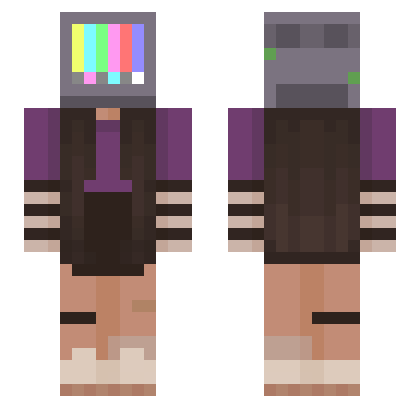 JPxaoc Minecraft skin, front and back view