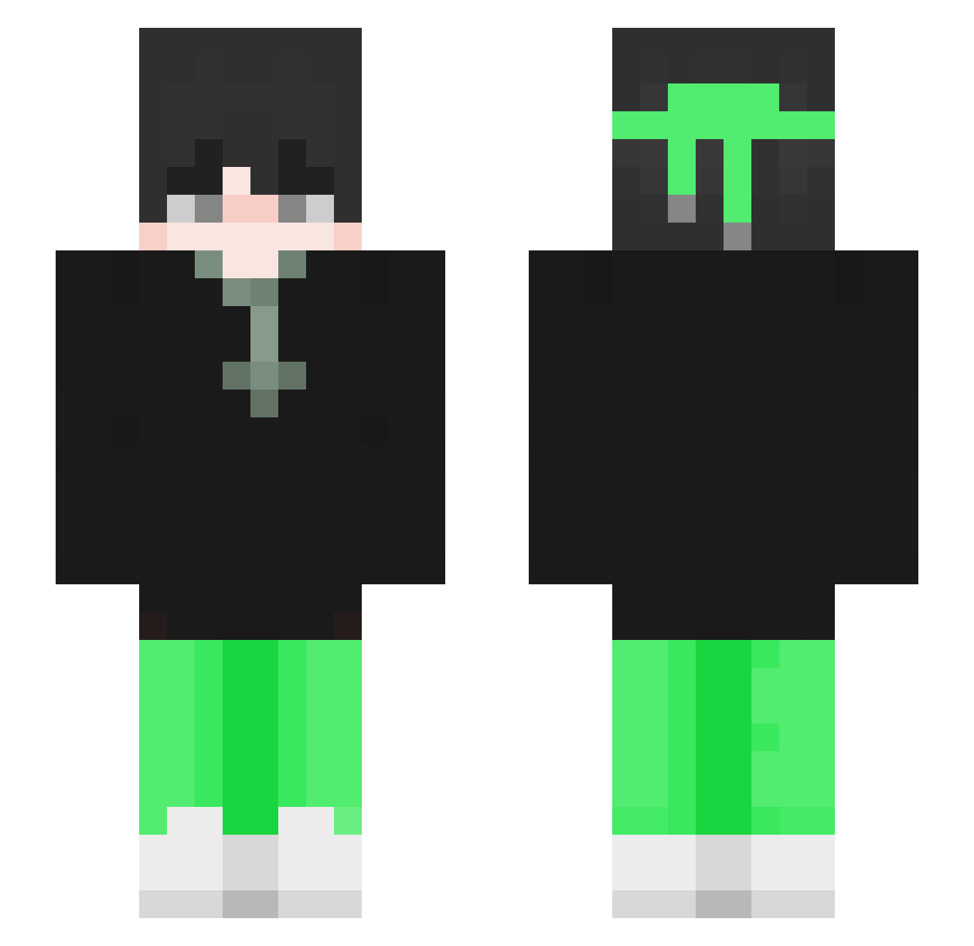WetNikeSocks Minecraft skin, front and back view