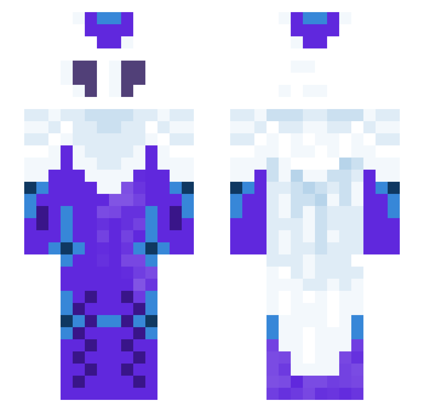 CarisNoelle Minecraft skin, front and back view