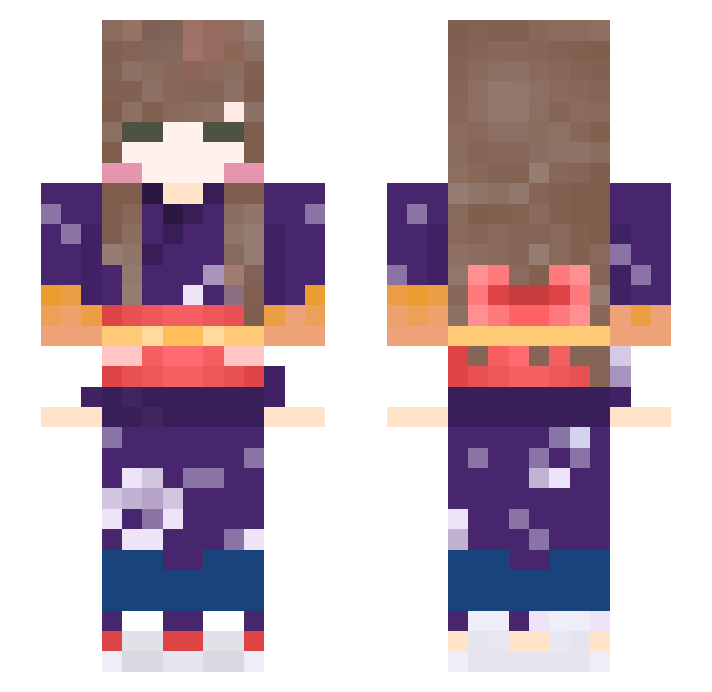 Utae_chann Minecraft skin, front and back view