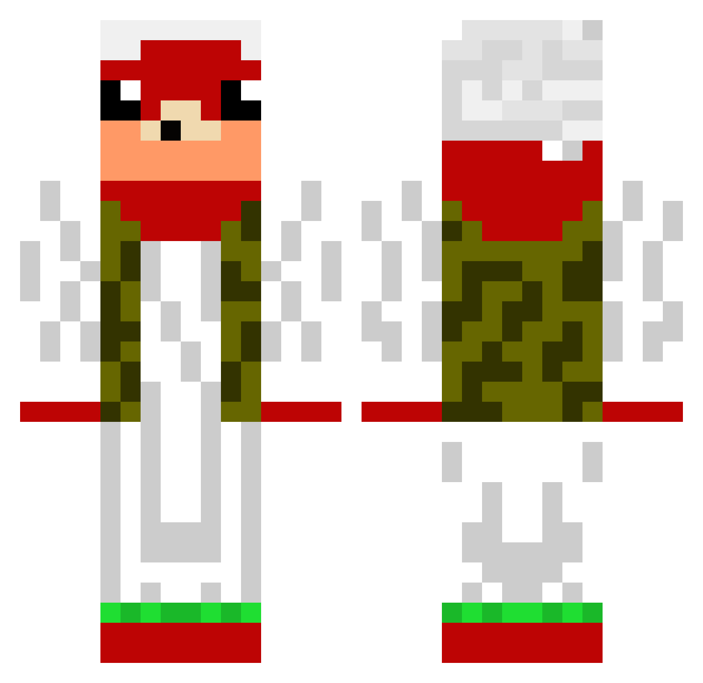 N4XIU Minecraft skin, front and back view