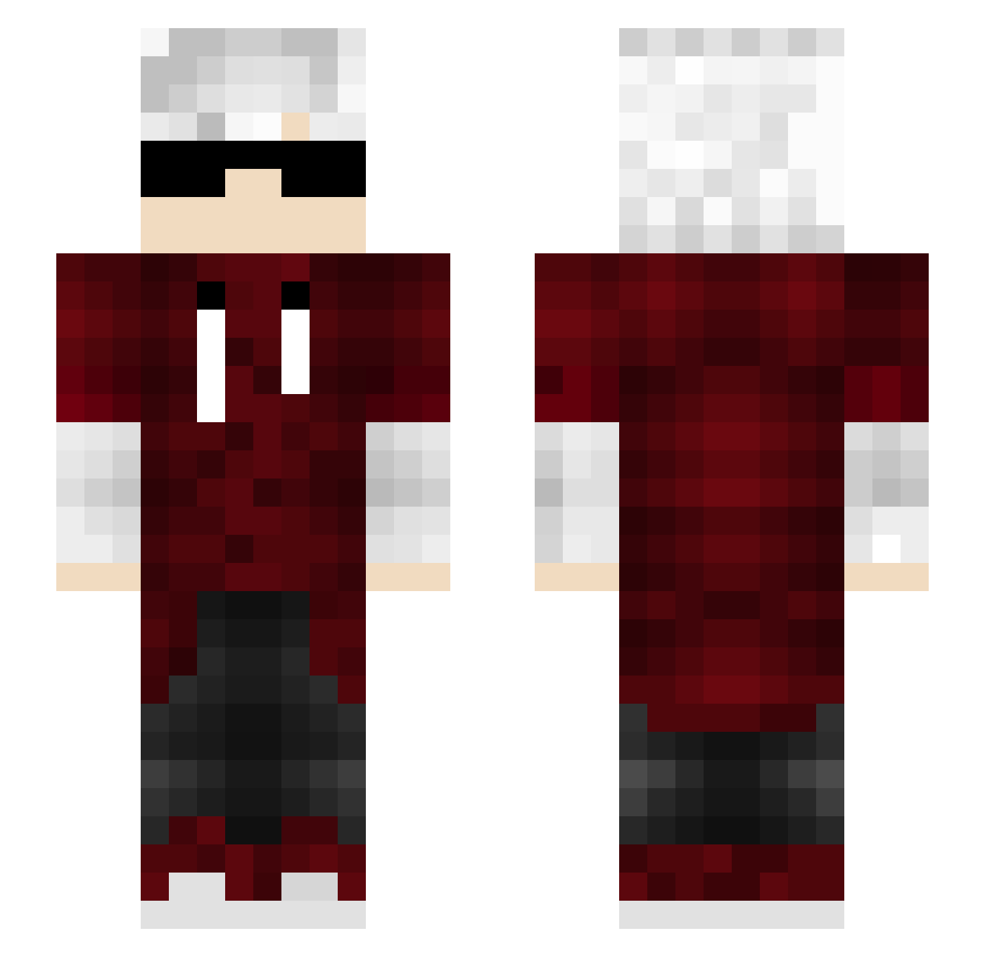 ZyTeeeX Minecraft skin, front and back view