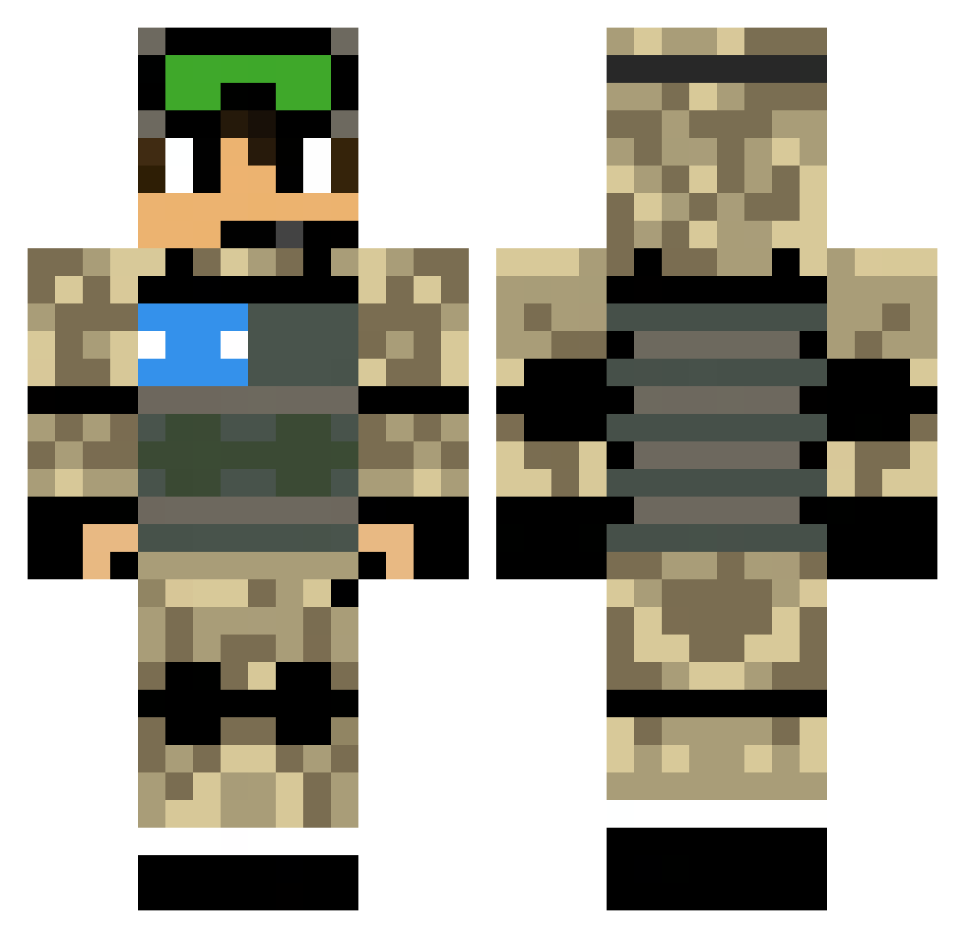 raycasv2 Minecraft skin, front and back view