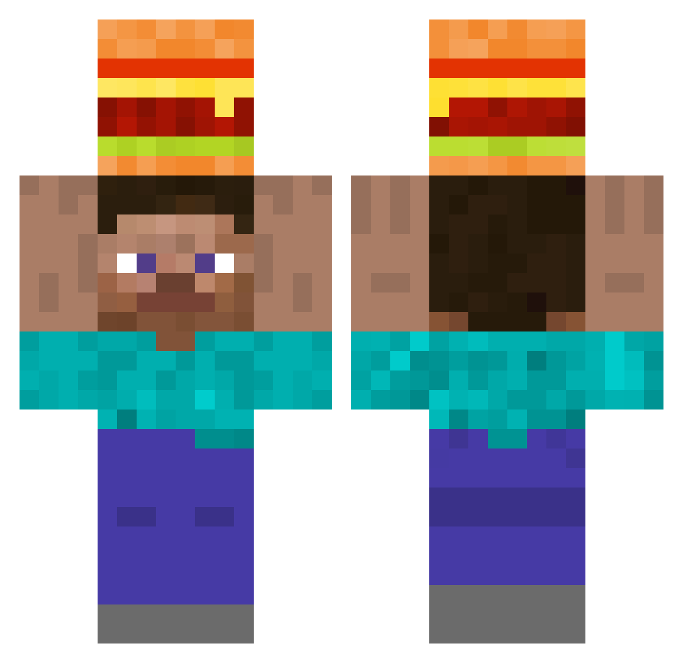 olejkar Minecraft skin, front and back view