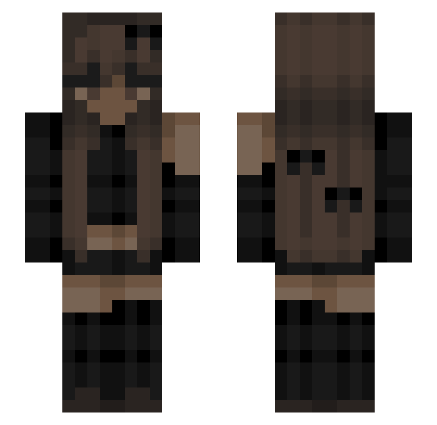 Ifnz Minecraft skin, front and back view