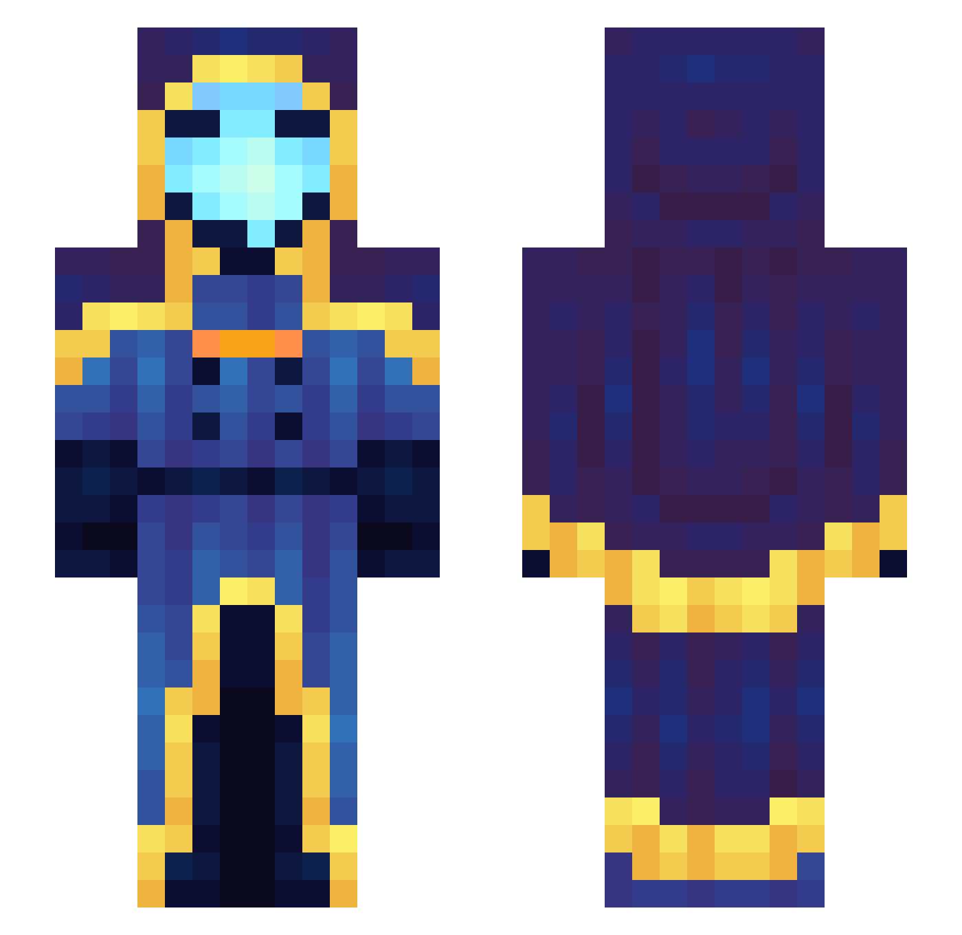 Drollery Minecraft skin, front and back view