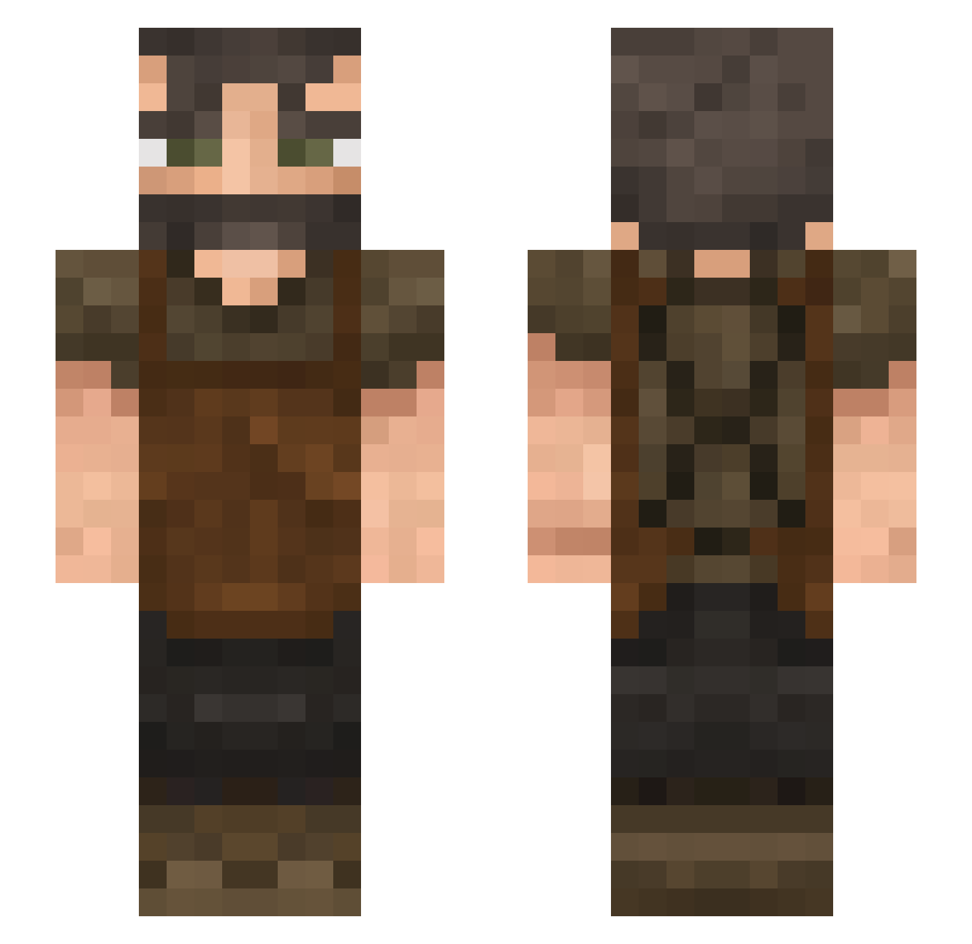 Huggers Minecraft skin, front and back view