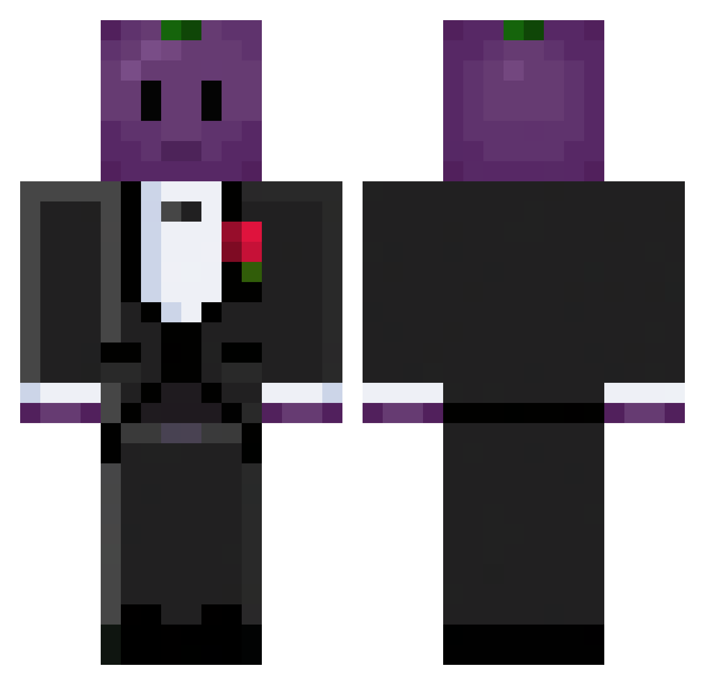 RedGrape Minecraft skin, front and back view
