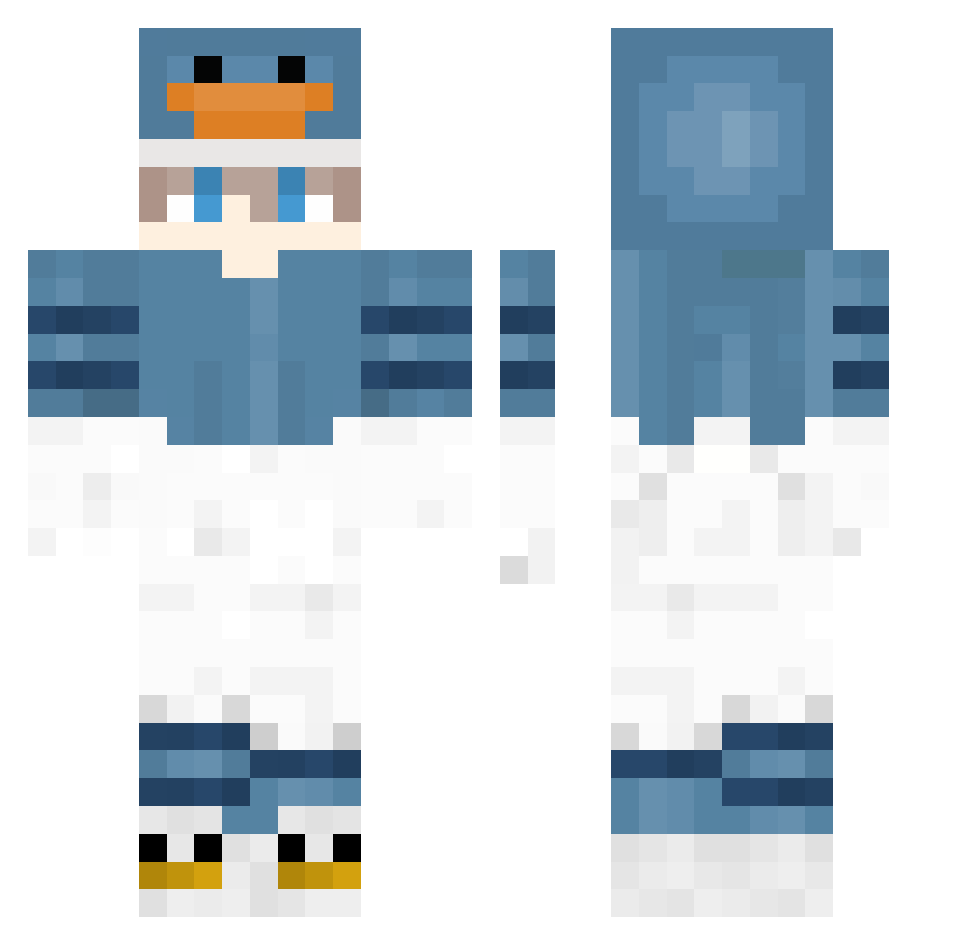 Bqrras Minecraft skin, front and back view