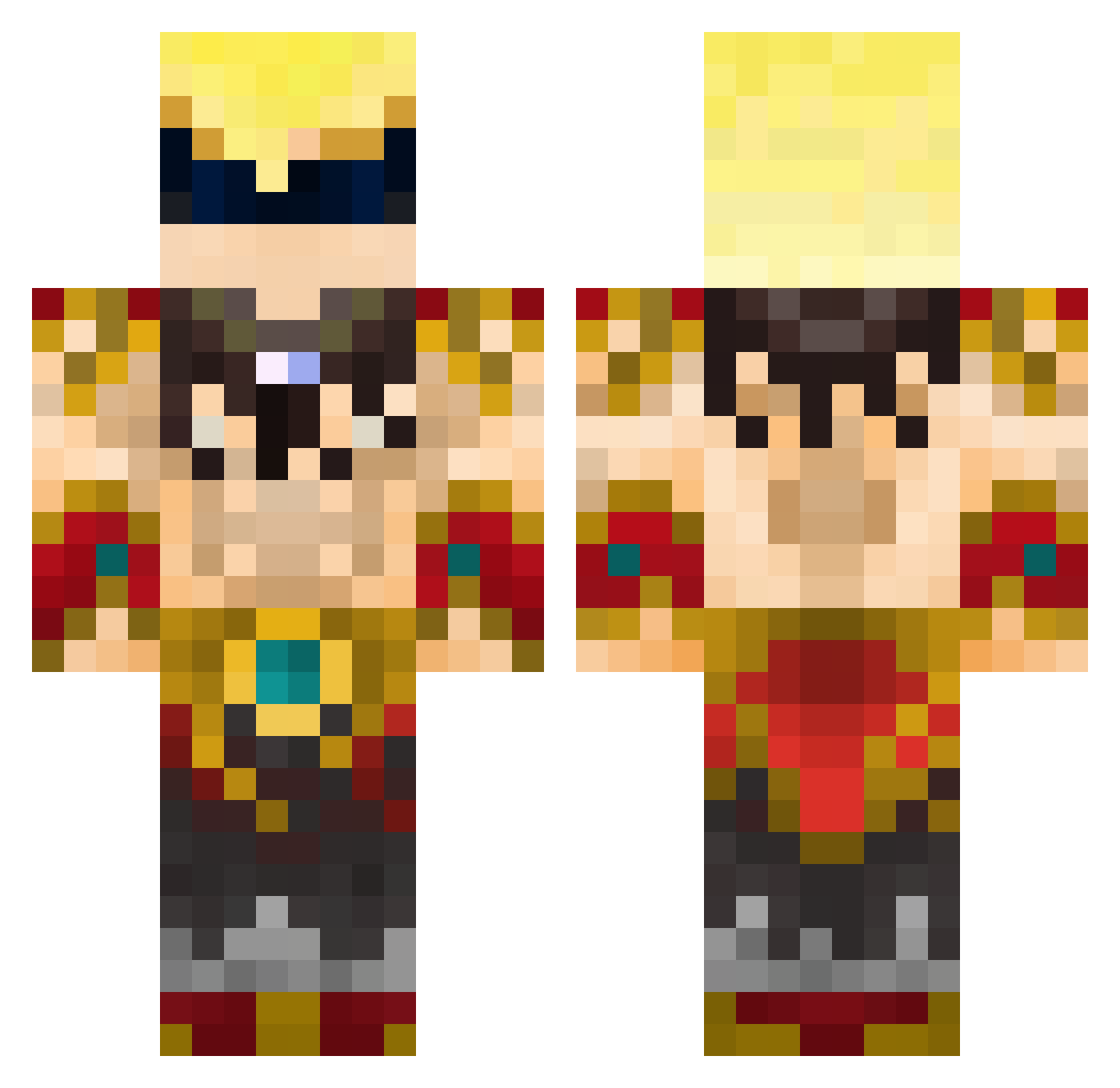 Exavv Minecraft skin, front and back view
