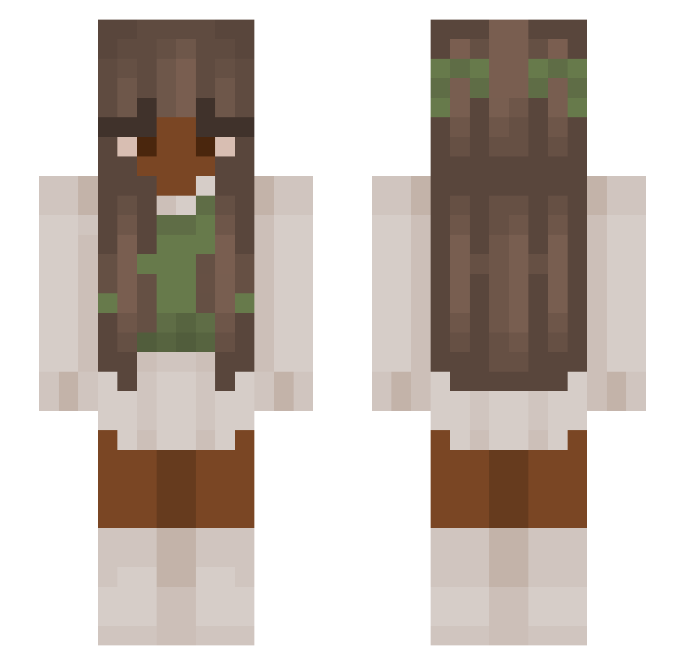 no0xsev Minecraft skin, front and back view