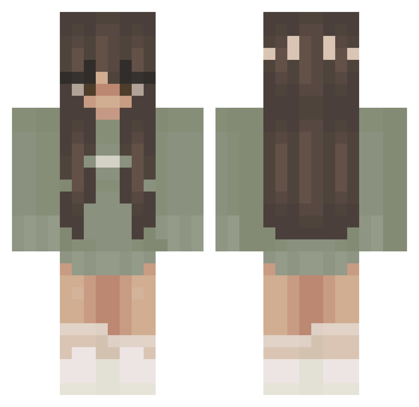 hoelyxlife Minecraft skin, front and back view