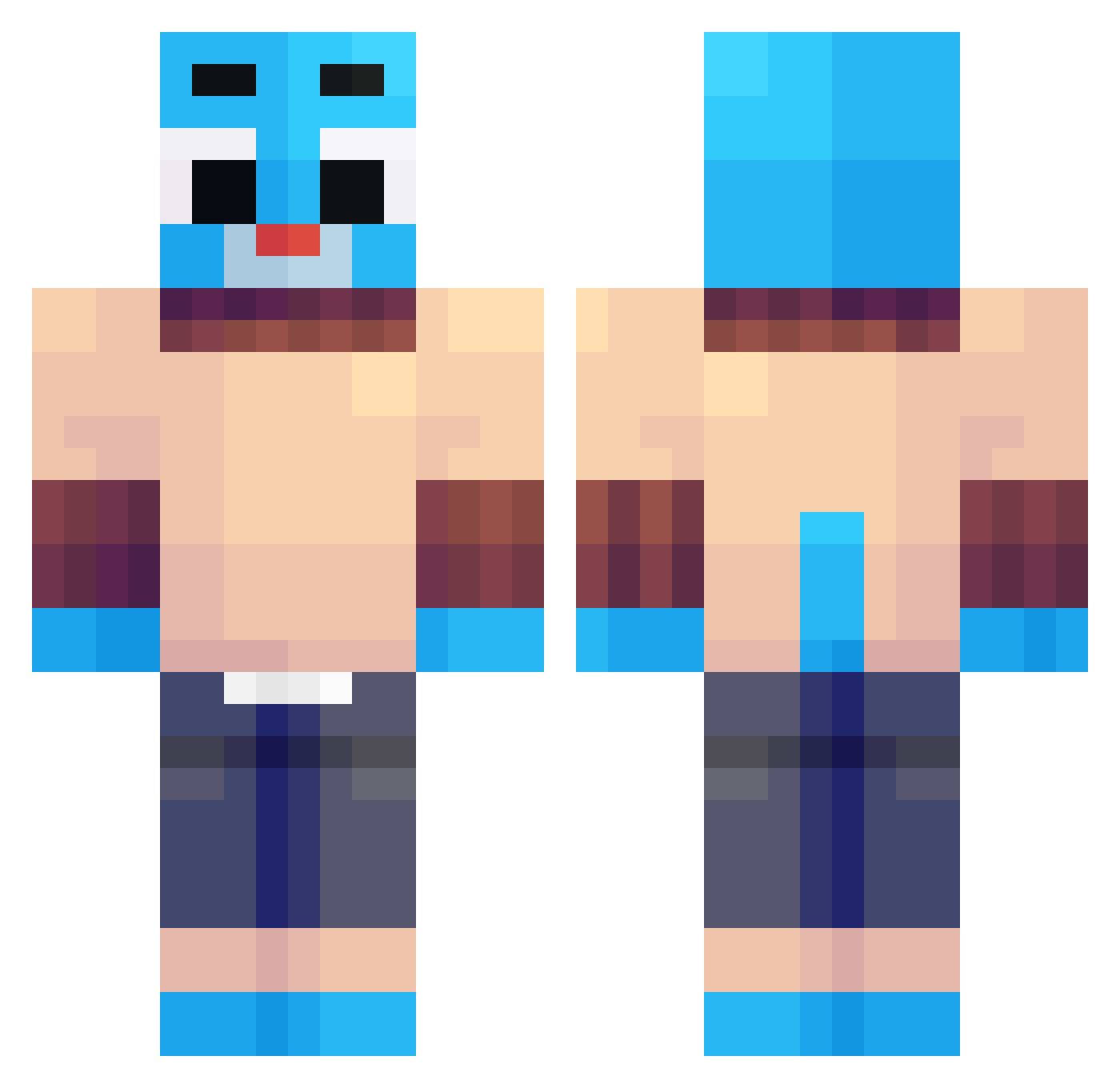 Poluniverso Minecraft skin, front and back view
