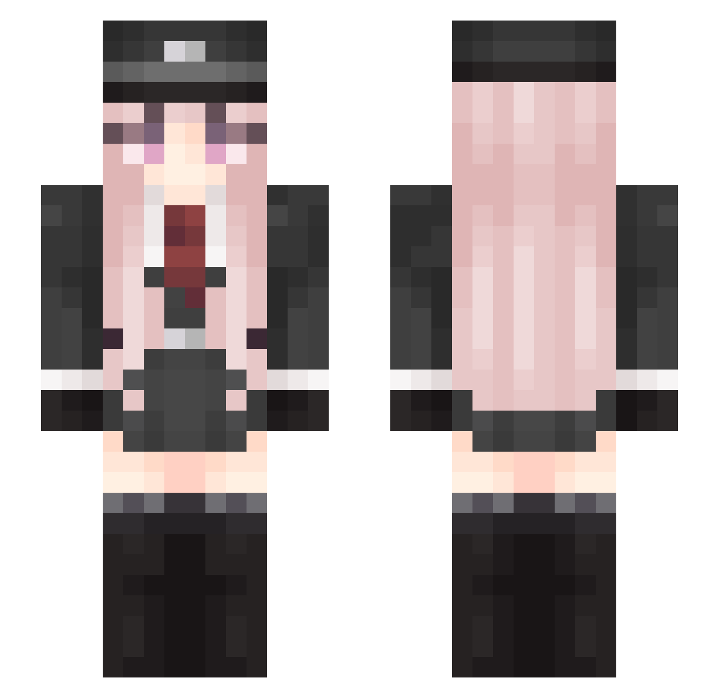 Insanie Minecraft skin, front and back view