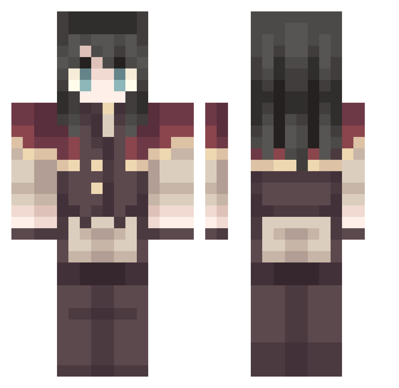 Orinico Minecraft skin, front and back view