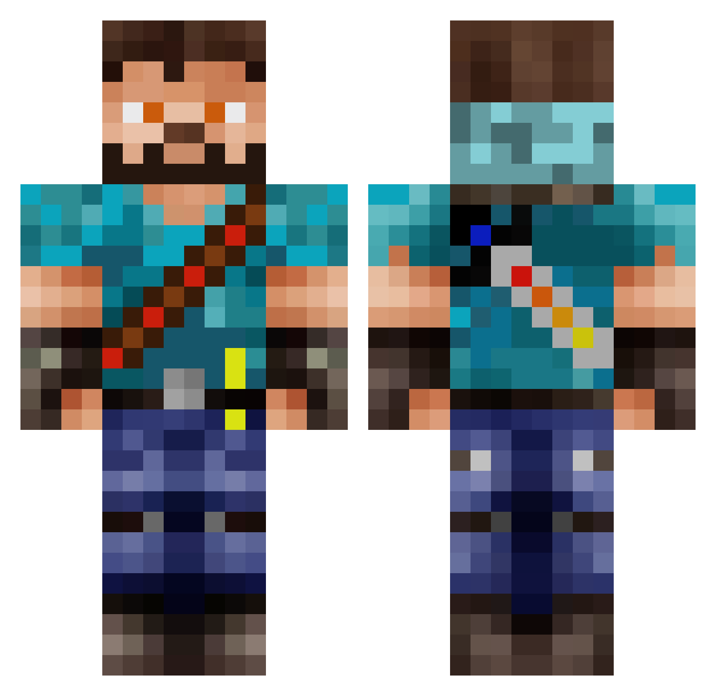 gigging Minecraft skin, front and back view