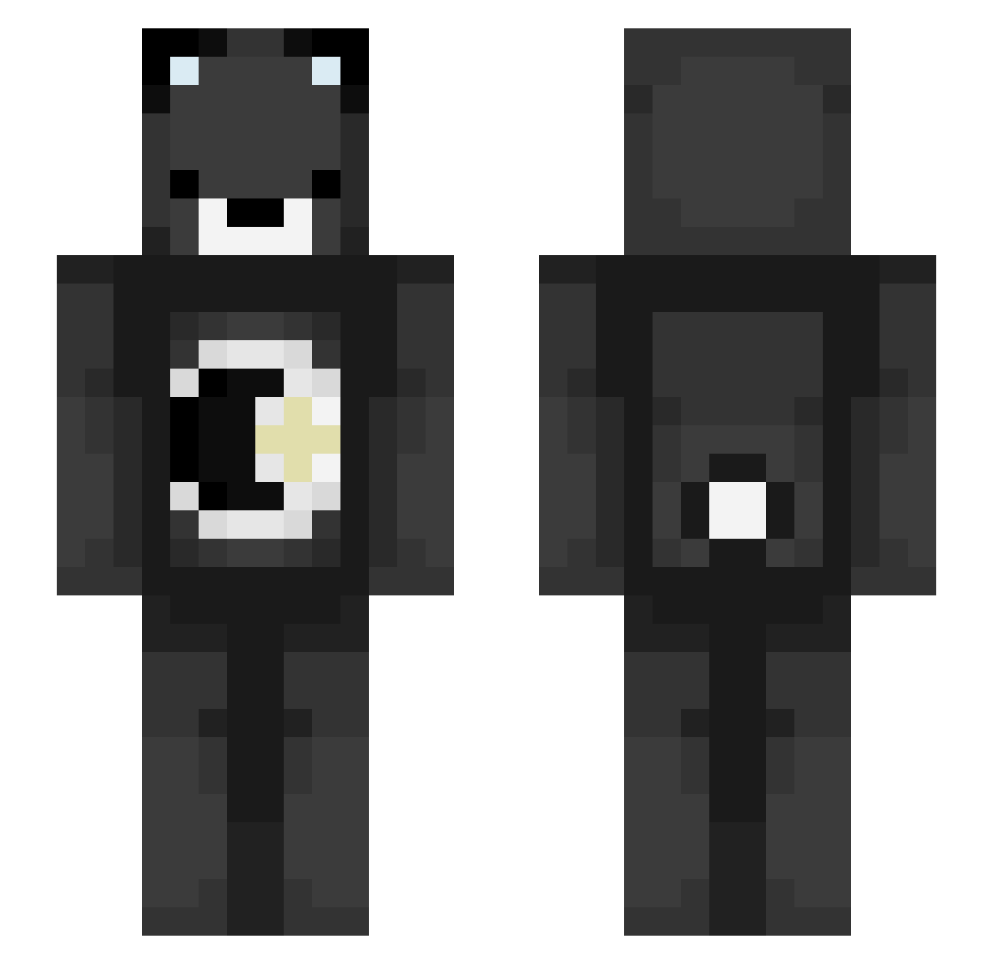 DraxlezFX Minecraft skin, front and back view