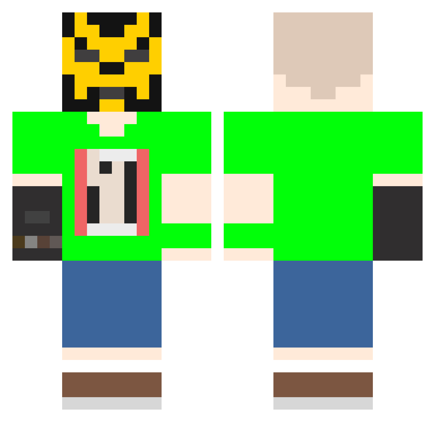 Guanosine Minecraft skin, front and back view