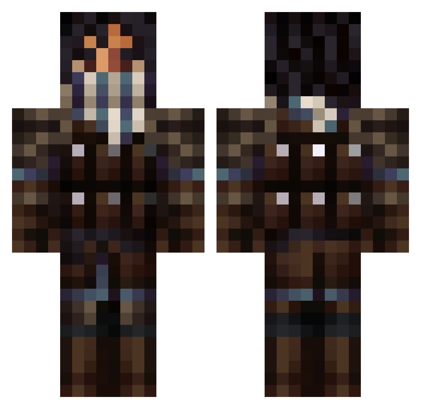 Brigandry Minecraft skin, front and back view
