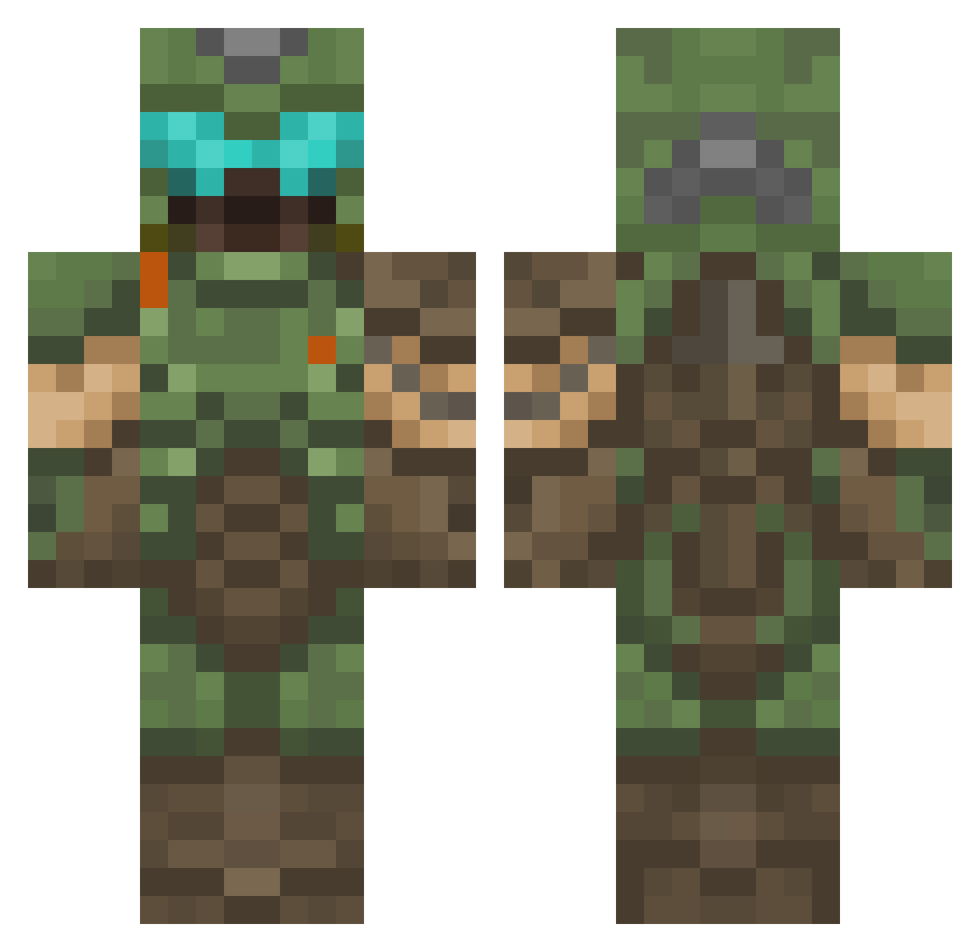 Xhoko Minecraft skin, front and back view