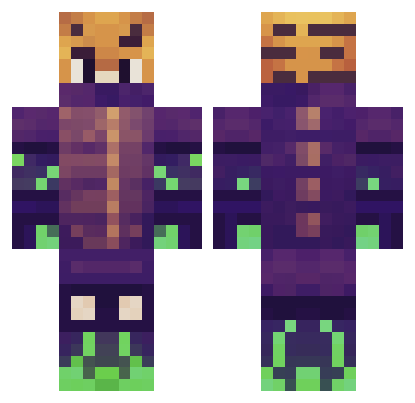 plontosaurus Minecraft skin, front and back view