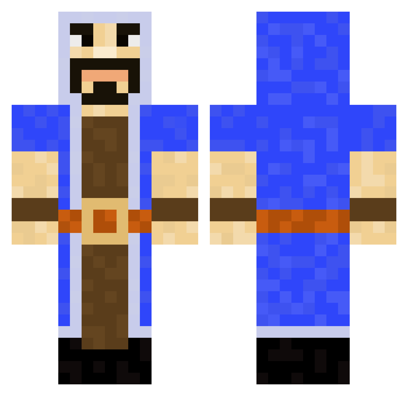 Pogst69 Minecraft skin, front and back view