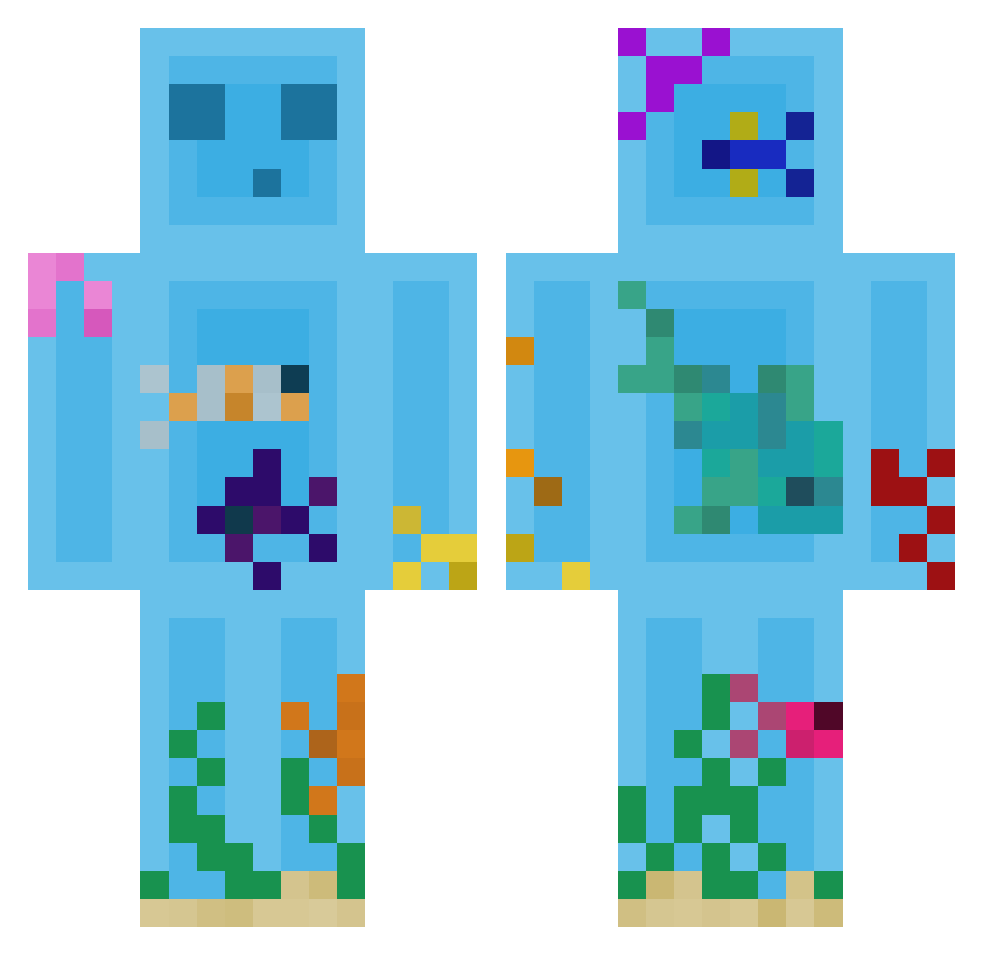IW0K3 Minecraft skin, front and back view