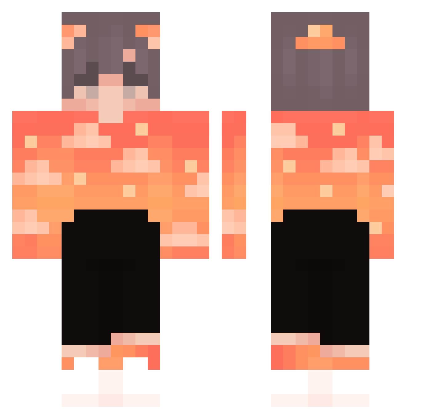 NoHaxJustJazma Minecraft skin, front and back view