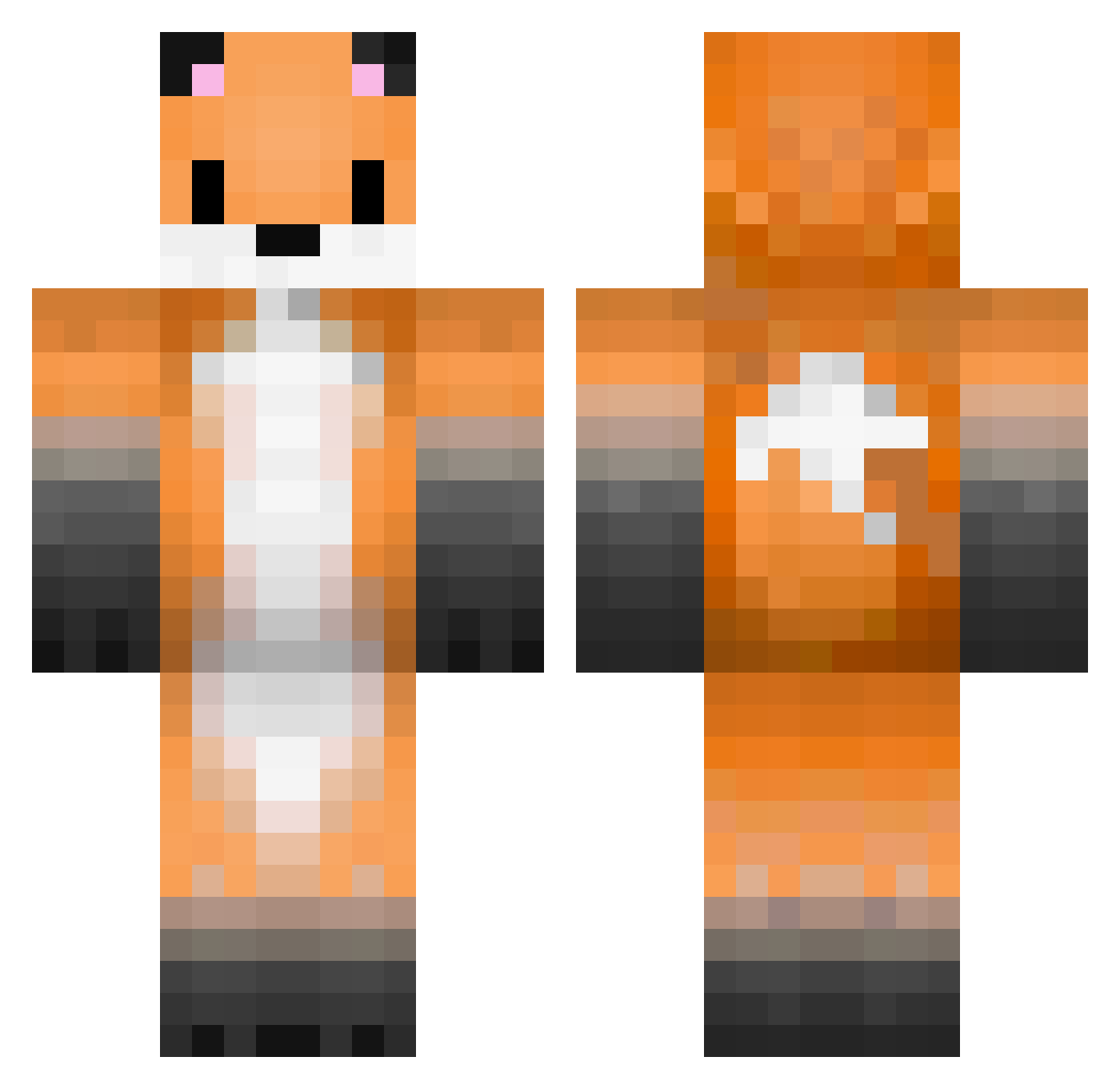 fox4god Minecraft skin, front and back view