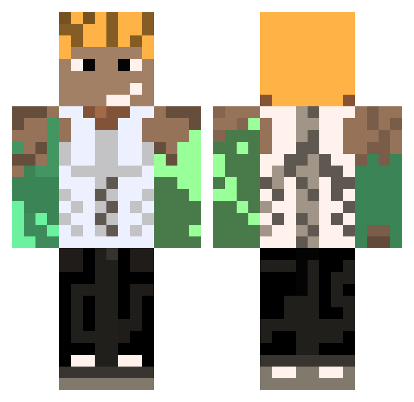 Itickletoes25 Minecraft skin, front and back view