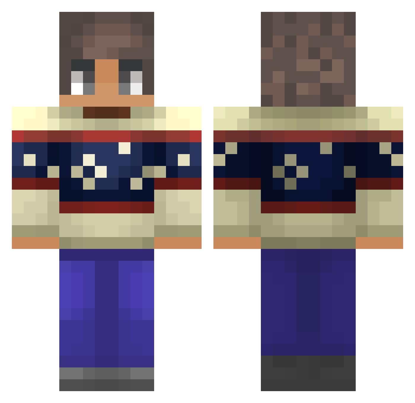 CraftingBenny Minecraft skin, front and back view