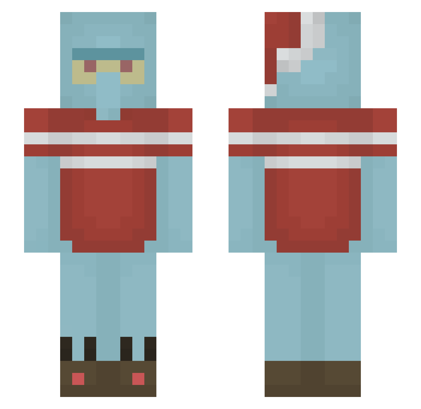 Betonnmischer Minecraft skin, front and back view