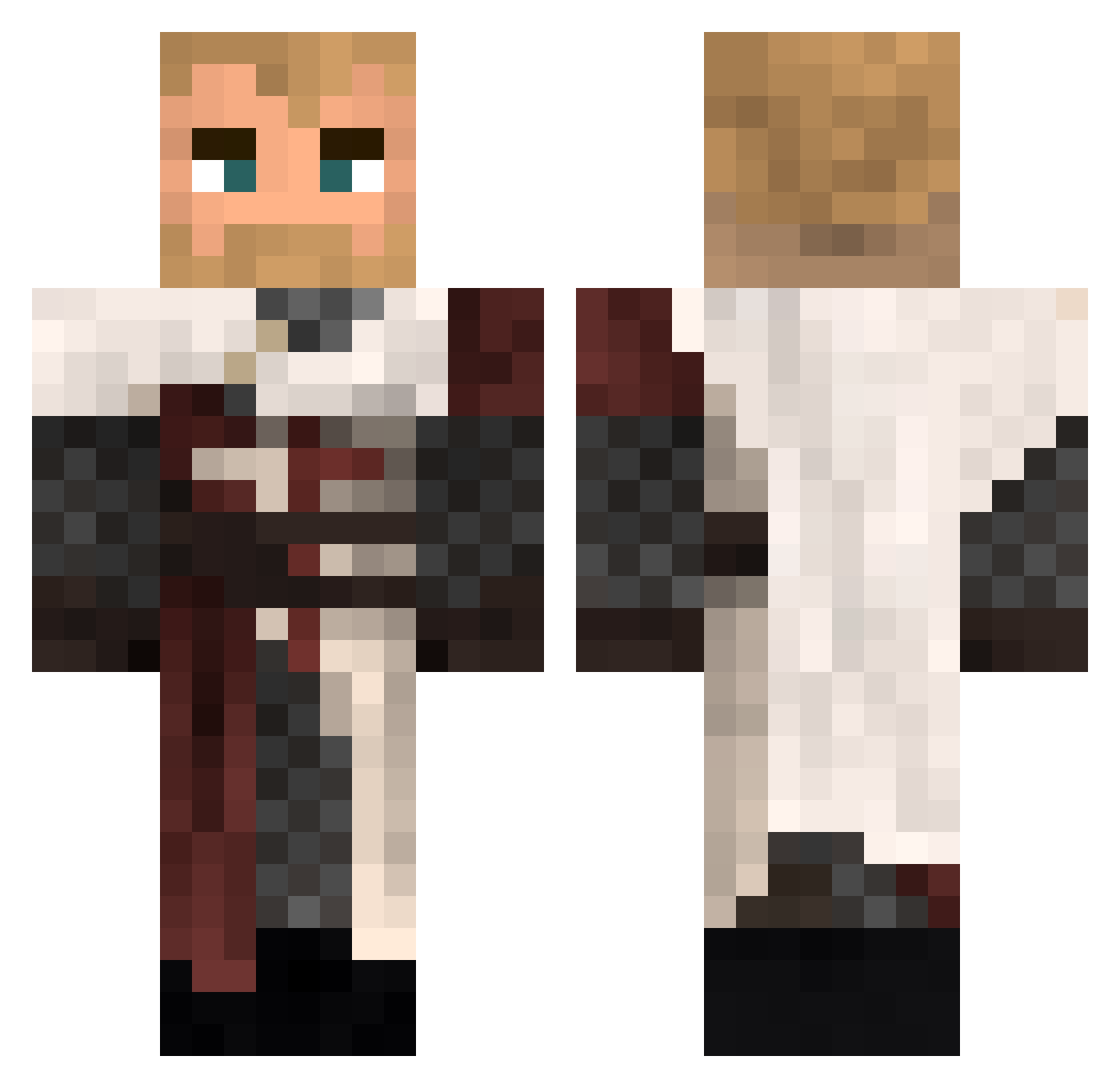 MegaBigGains Minecraft skin, front and back view