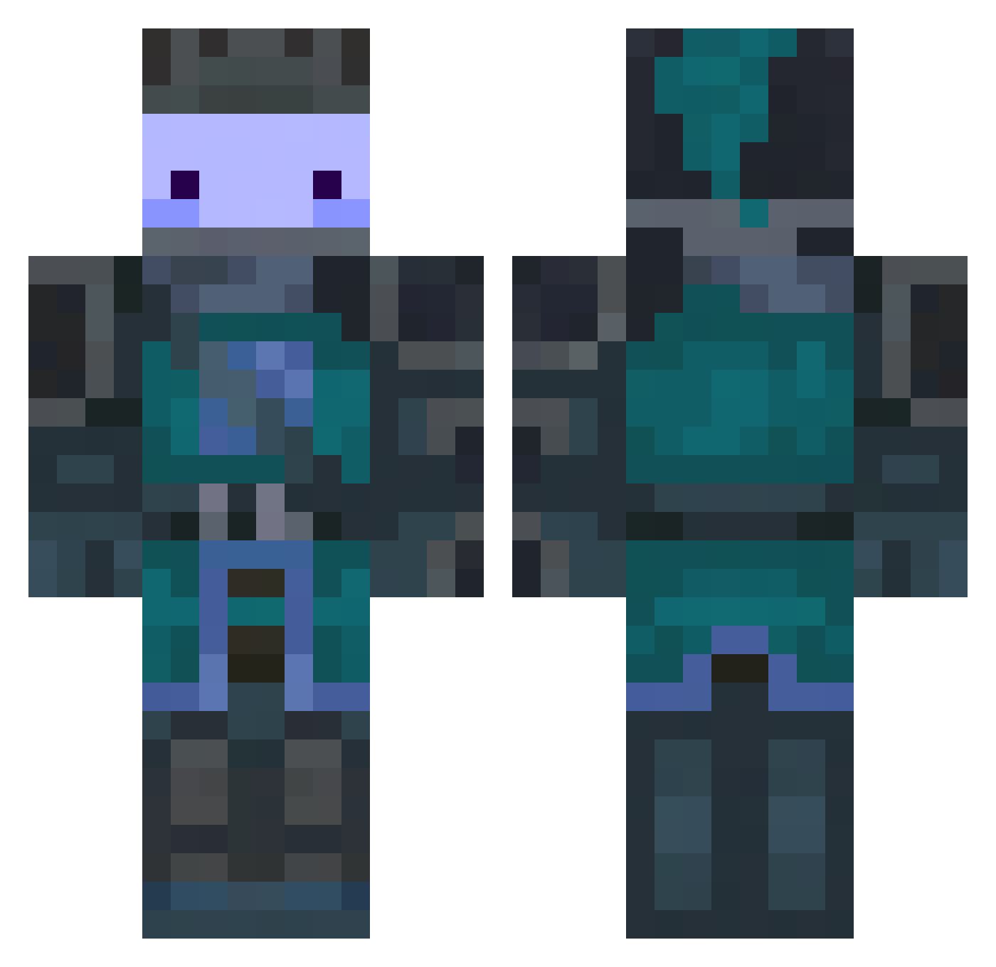 axolotlsurat Minecraft skin, front and back view
