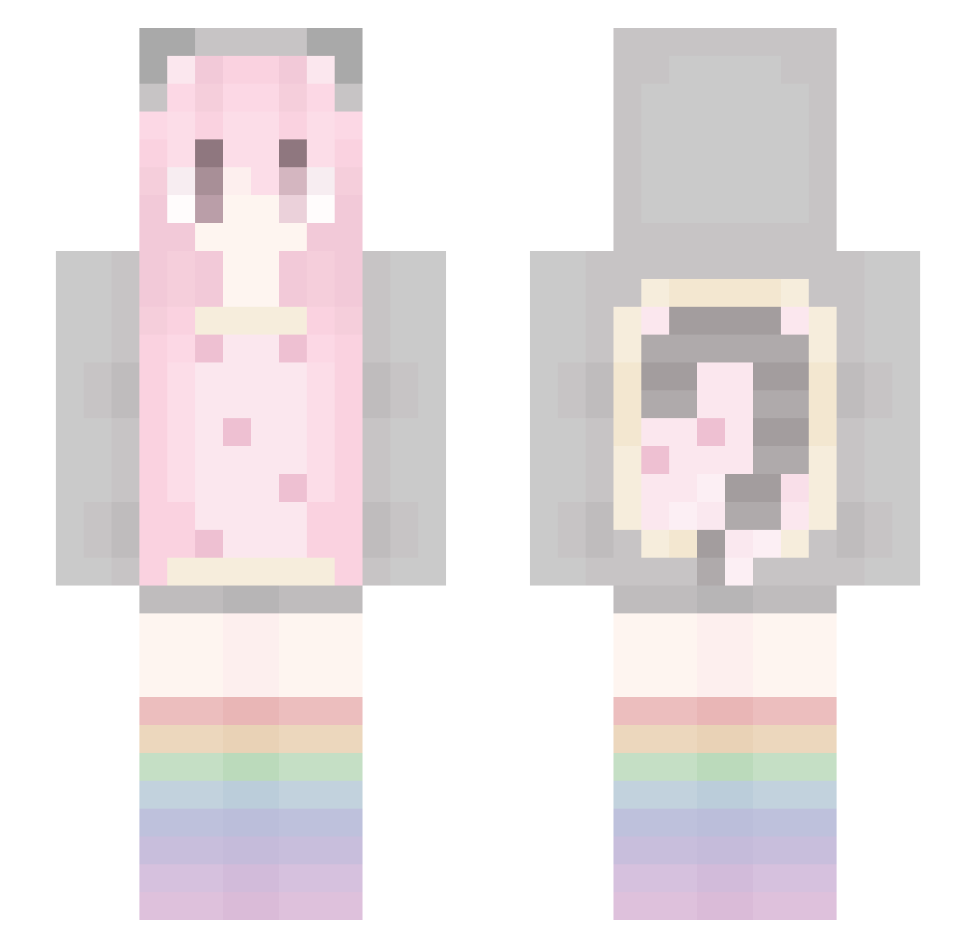 sensitive Minecraft skin, front and back view