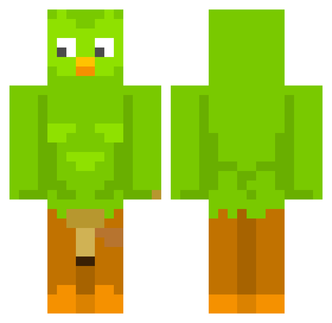 bigtomatored Minecraft skin, front and back view
